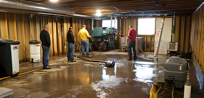 Cleaning Sewage From Basement Floor in Tallapoosa